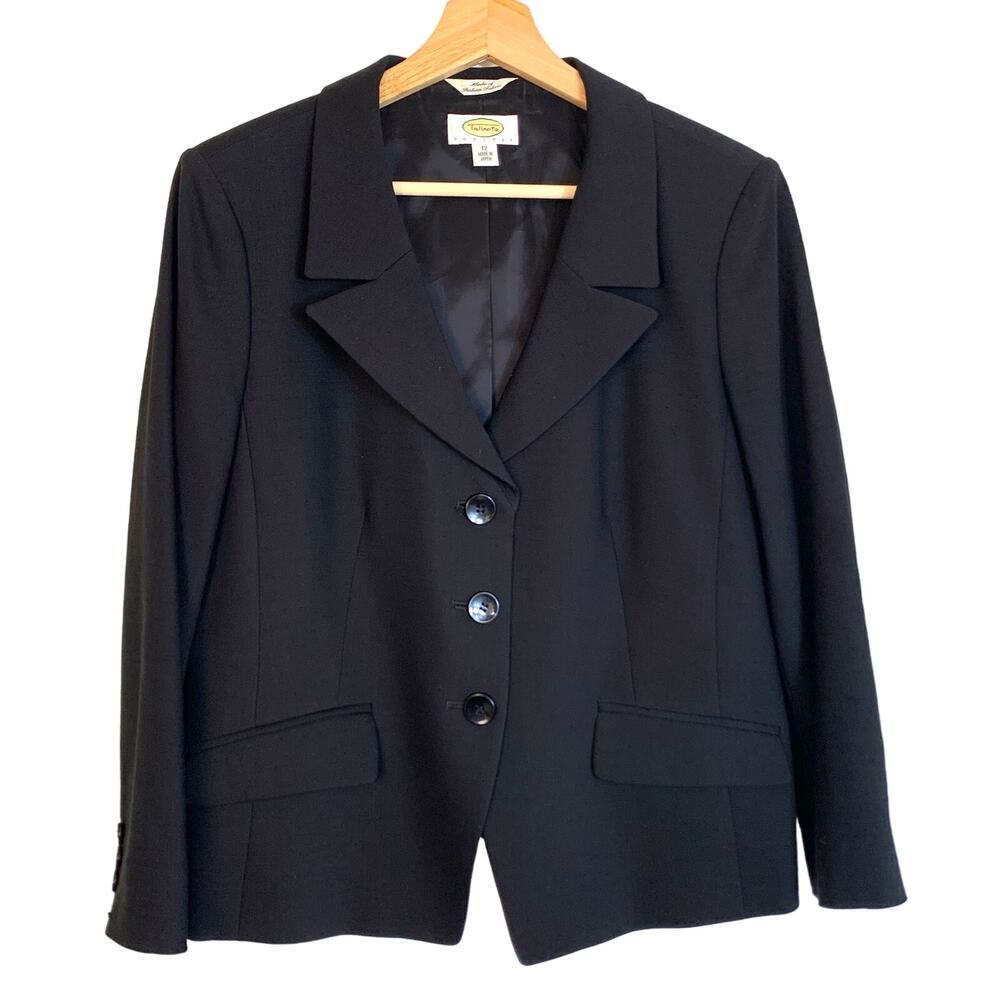 Talbots Italian Wool Blazer Size 12 Three Buttons Formal Career Business Minimal